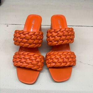 Orange Braided Slide Sandals